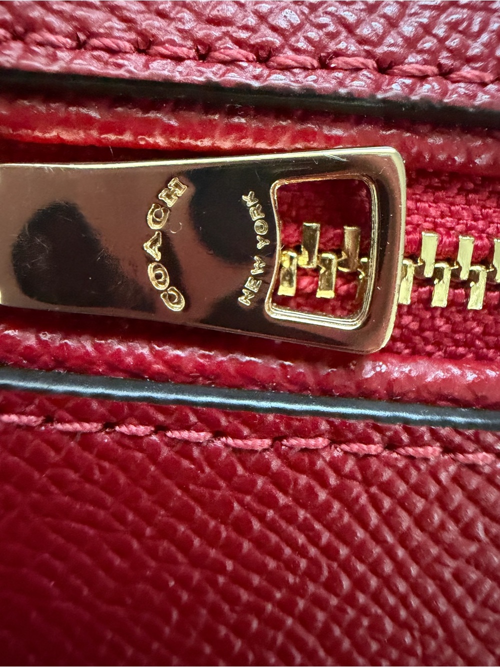 Coach Red Rowan Pouch Leather Zip-Front Wallet Clutch - Picture 7 of 8